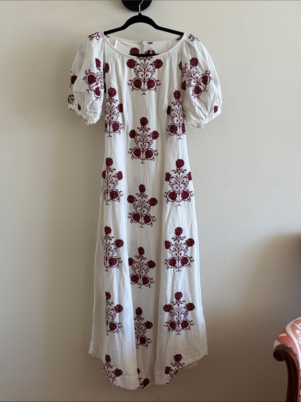 Free People Cactus Flower White Maxi Dress with Floral Embroidery